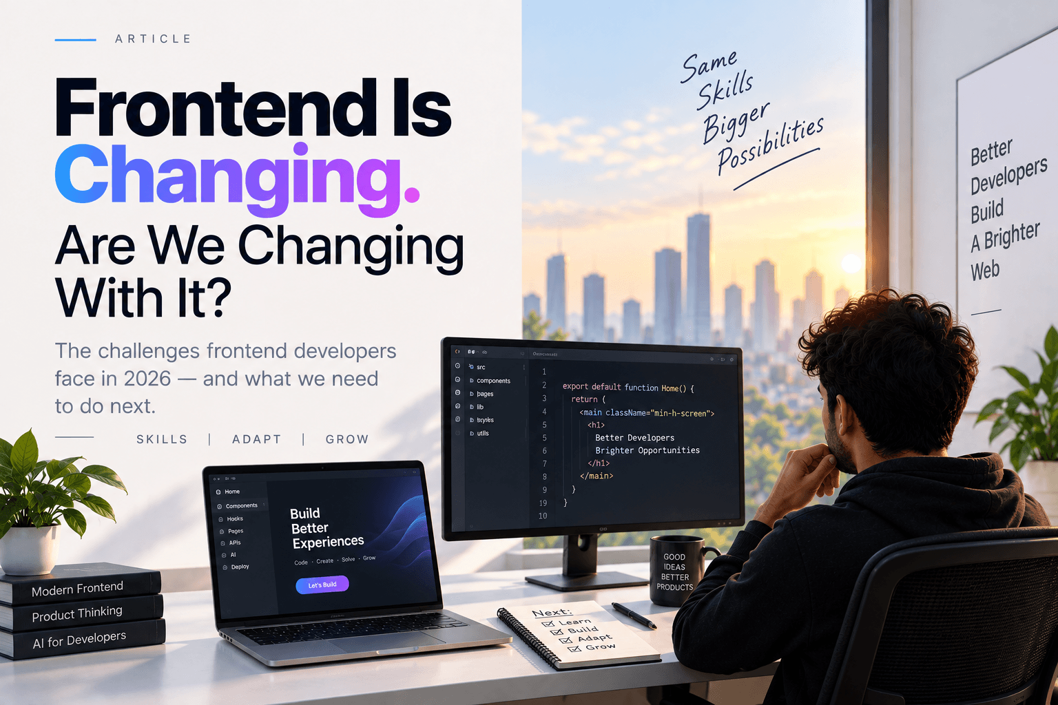 Frontend developer working with AI-assisted development tools Frontend developer working with AI-assisted development tools